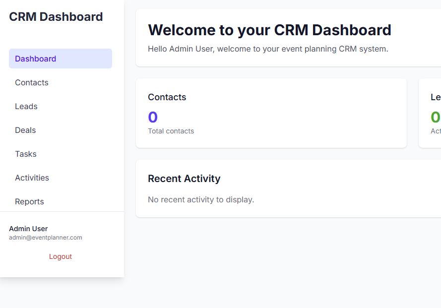 SmoothGig CRM dashboard