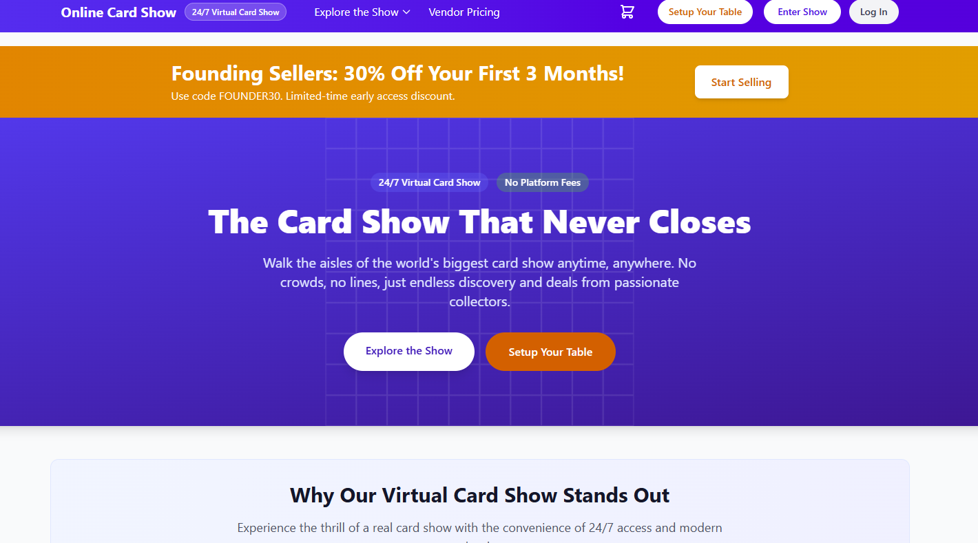 Online Card Show marketplace platform