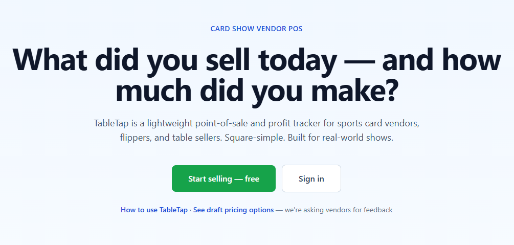 TableTap / ShowPOS vendor POS and profit tracker