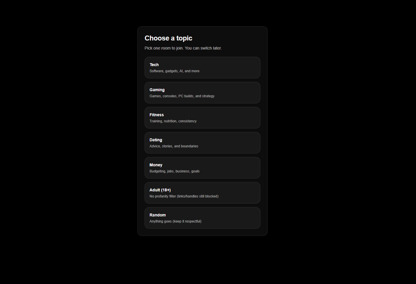Chat App mobile interface